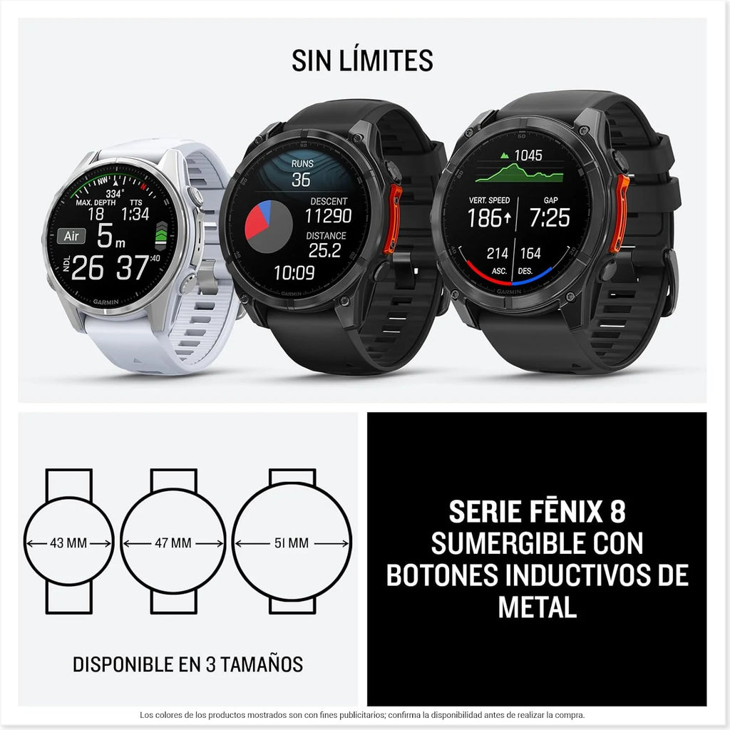 Garmin fēnix 8-51mm - Relógio GPS Multiesportivo de Alta Performance com Tela sensível ao toque AMOLED, Lanterna LED, Alto-falante e Microfone Integrados, Mapas e até 29 dias de autonomia, Preto