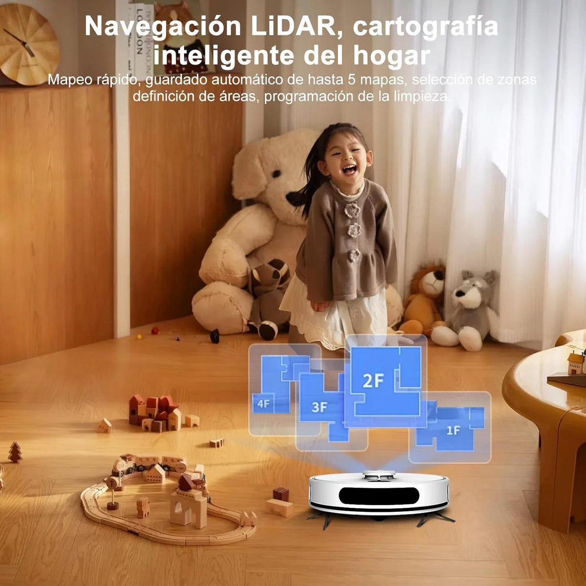 Robô Aspirador e Passador de Pano até 8000 Pa Sucção Poderosa Esvaziamento Automático 220 Minutos de Autonomia Navegação a Laser LiDAR e Mapeamento Inteligente, Limpeza Personalizada Controle por Voz e Aplicativo