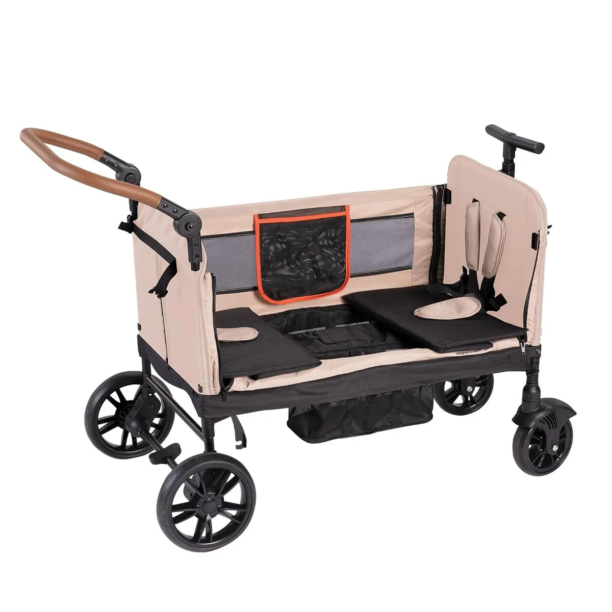 Carrinho Dobrável Yvolution Easy com Toldo - Carrinho Dobrável para Crianças, Cargas e Jardim, Carrinho com Abertura Lateral para 2 Crianças, Alça Ajustável de Empurrar e Puxar, Porta Frontal com