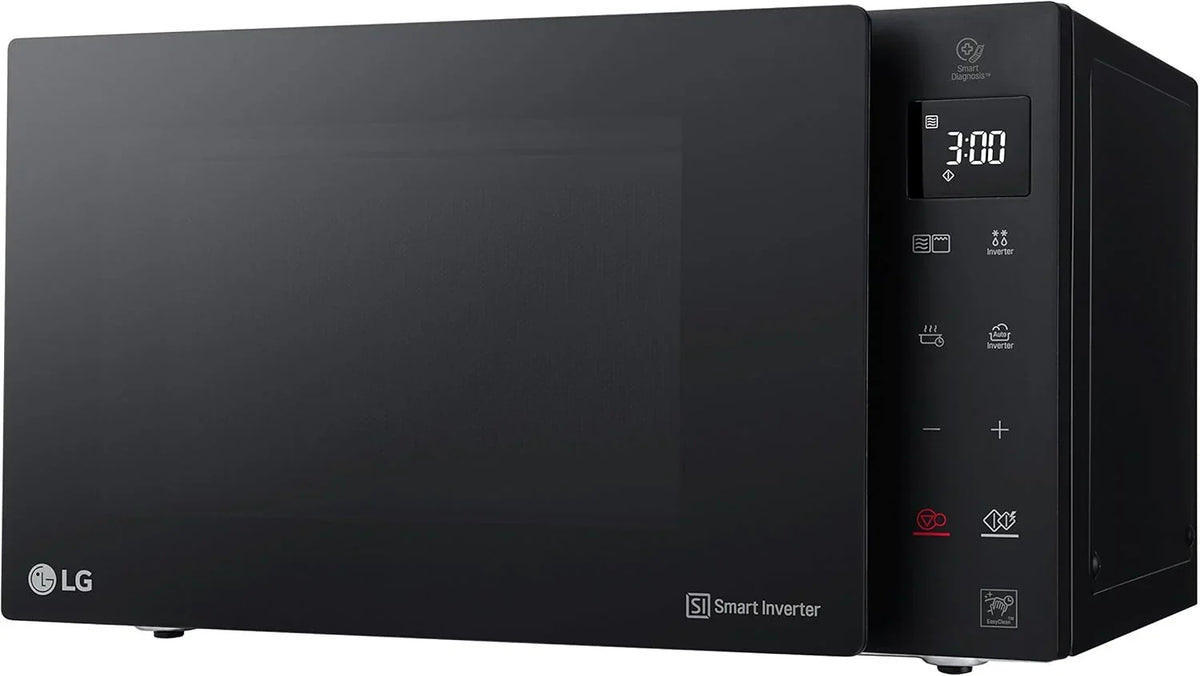 Forno Micro-ondas LG MH6535GIS com Tecnologia Inverter e Grill de Quartzo, 25 Litros de Capacidade, 1000 W, Programas Automáticos, Níveis de Potência Ajustáveis para Cozimento Ideal e Função EasyClean, Preto