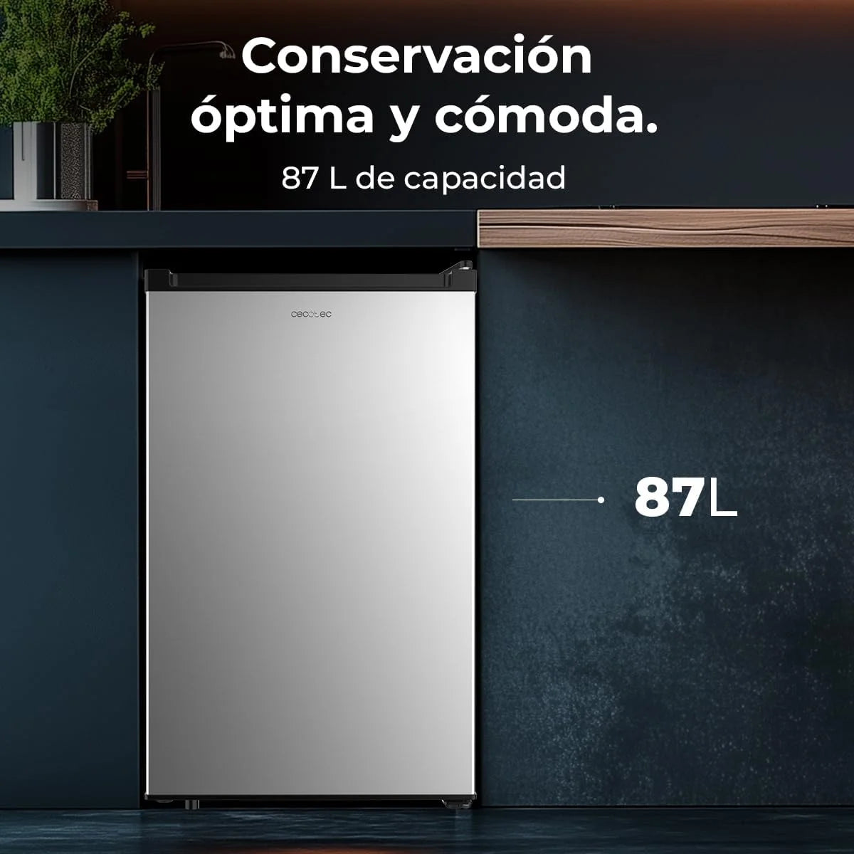 Cecotec Congelador Vertical de Bancada 87L Bolero CoolMarket TF 87 Inox. 83,6 cm de Altura e 50,6 cm de Largura, Baixo Consumo, Porta Plana e Reversível, Design Compacto, Branco