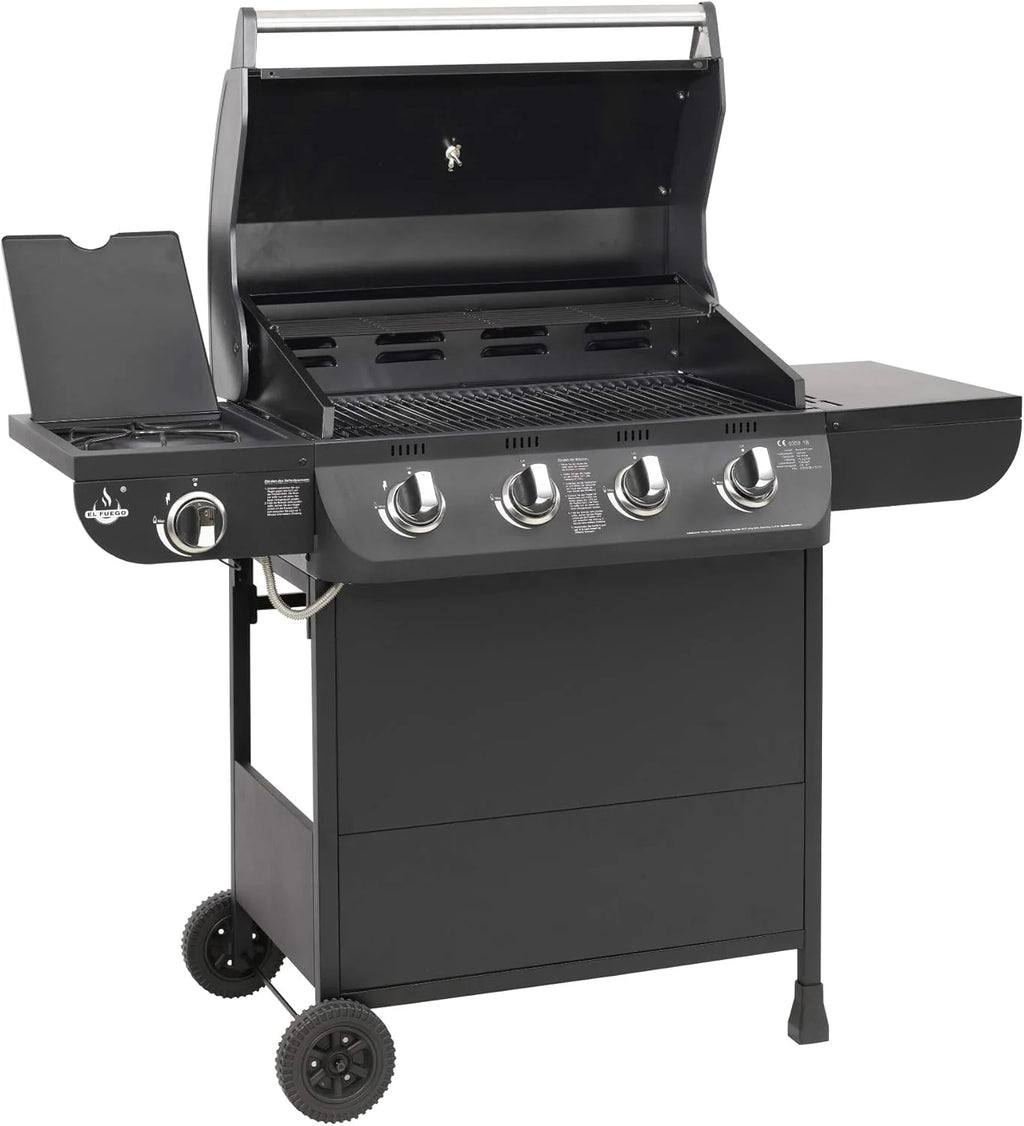 Churrasqueira a gás "COLUMBUS" 4 + 1 queimador da El Fuego® Churrasqueira BBQ sobre rodas, churrasqueira a gás Barbecue AY 563