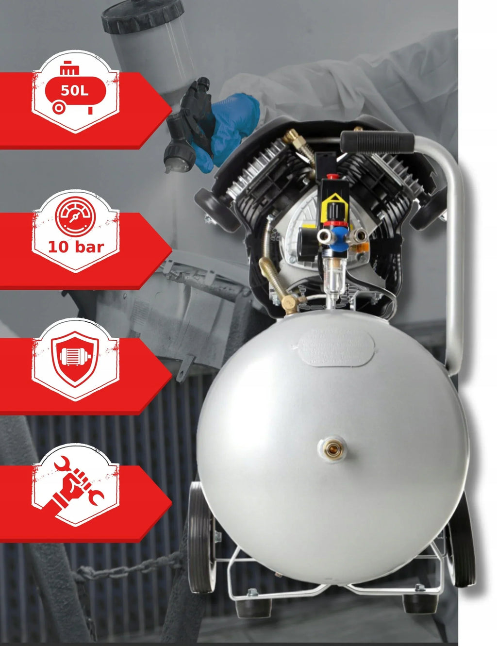 COMPRESSOR DE AR TAGRED 50L V2 SEPARADOR KIT + Óleo ALTA QUALIDADE