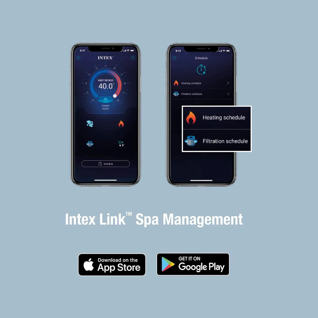 Intex Spa inflável quadrado Greystone Deluxe 4 pessoas, 175x175x71 cm, Aquecedor 2.200 W, Bolhas de ar quente, Clorador salino, Bomba filtrante com filtro S2 (1.741 l/h), Acessórios incluídos (55093)
