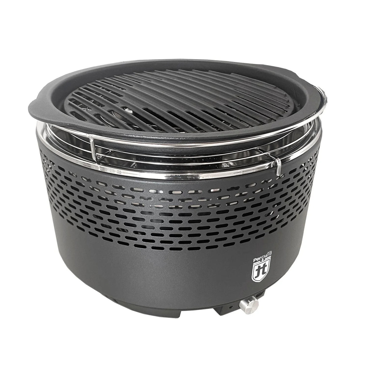 Churrasqueira Portátil Sem Fumaça Percutti | Ventilador USB | Grelhador a Carvão Com Bolsa de Transporte | Cozedura Rápida e Limpa | Ideal Para Varanda, Acampamento, Jardim ou Terraço