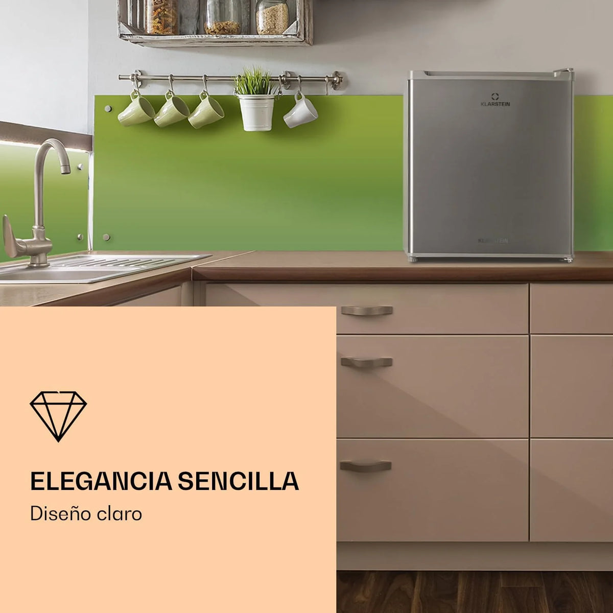 Klarstein Congelador Pequeno Vertical, Mini Congelador Portátil Silencioso para Casa e Escritório, Capacidade 33 l. com Prateleira, Eficiência Energética, Bandeja de Gelo e Raspador