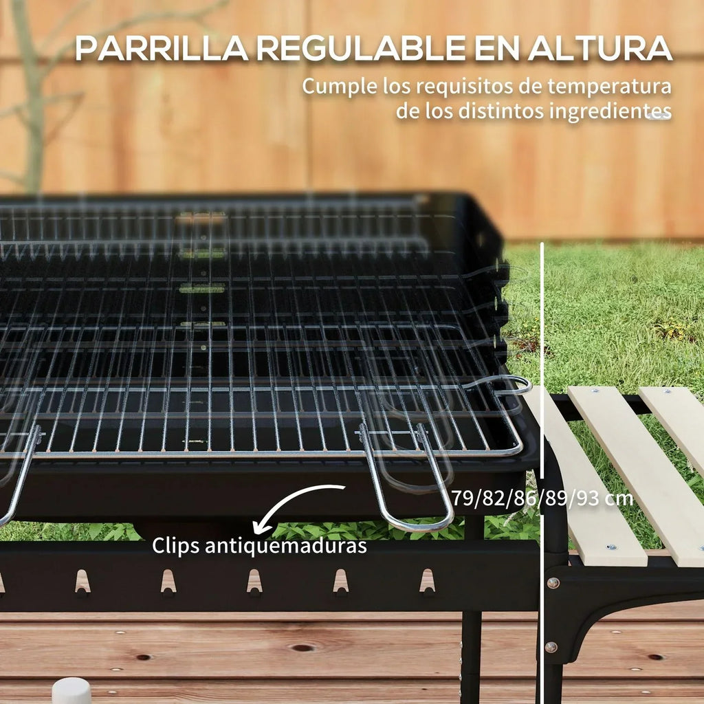 Churrasqueira a Carvão Outsunny Metal Pino, 103x47x95 cm, Preto