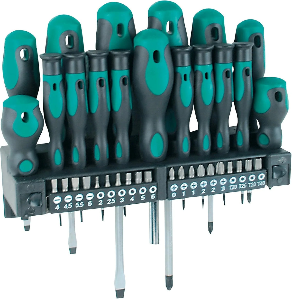 Mannesmann M98430 - Maleta de soquetes e outras ferramentas (215 peças, tamanho: 12x36x51 cm), Cor Verde Mannesmann