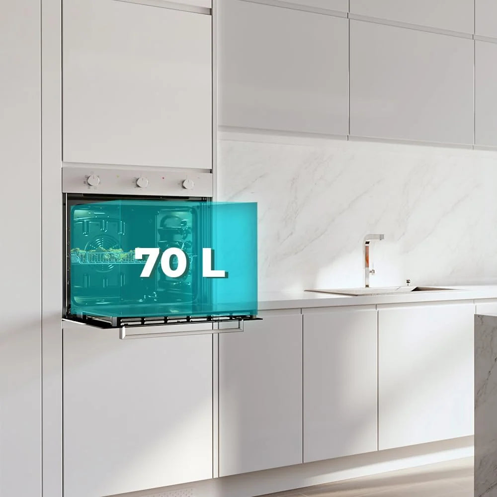 Forno Multifuncional de Encastre Cecotec 70L Bolero Hexa M236000 Inox Time. 2800W, 6 Funções, Temporizador, Base a Vapor XXL, Assistência a Vapor, Limpeza a Vapor Fácil, Ventoinha de Arrefecimento, Modo Descongelar, Eco, Convecção