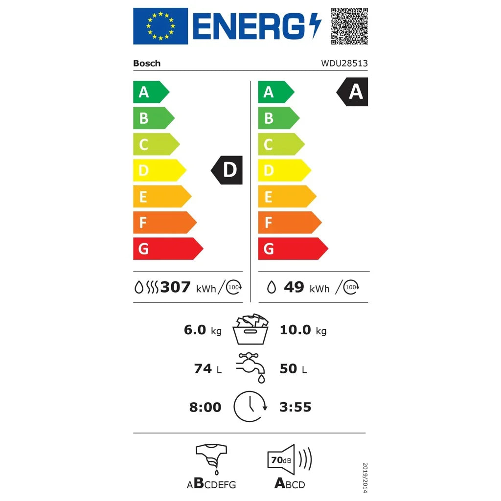 2026 Lava e Seca Bosch Série 8 WDU28513, 10/6 kg, 1400 rpm, preto-cinza