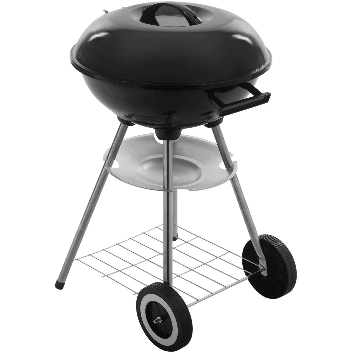 Primematik - Churrasqueira a Carvão de 41x70 cm Redonda com Tampa e Rodas Churrasco para Jardim e Acampamento Kh51000