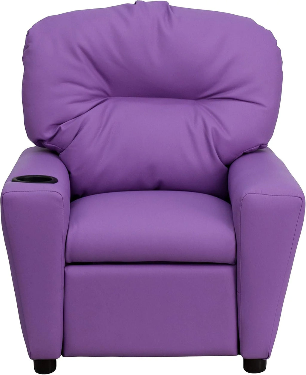 Poltrona Reclinável Infantil Contemporânea Flash Furniture com Porta-Copos, Madeira, Vinil Bege, 66,04 x 53,34 x 53,34 cm