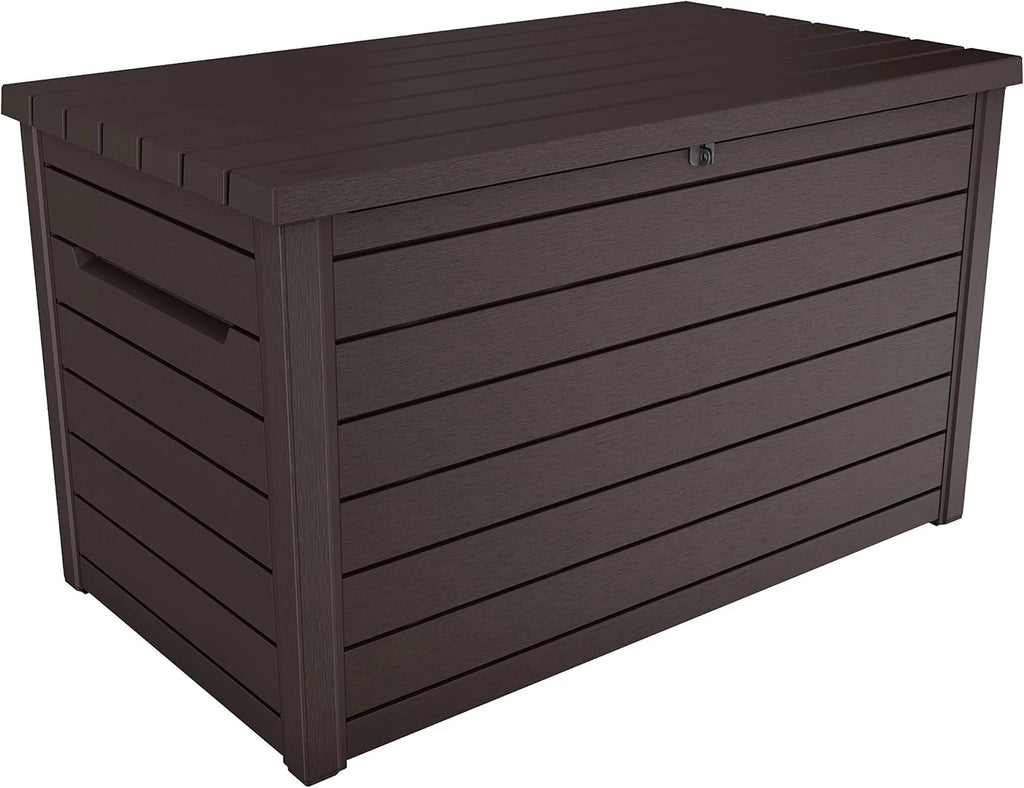 Keter Ontario - Baú de armazenamento externo, Capacidade 870L, Resina, Cor Marrom, Organização de jardim e terraço, 147 x 83 x 86 cm