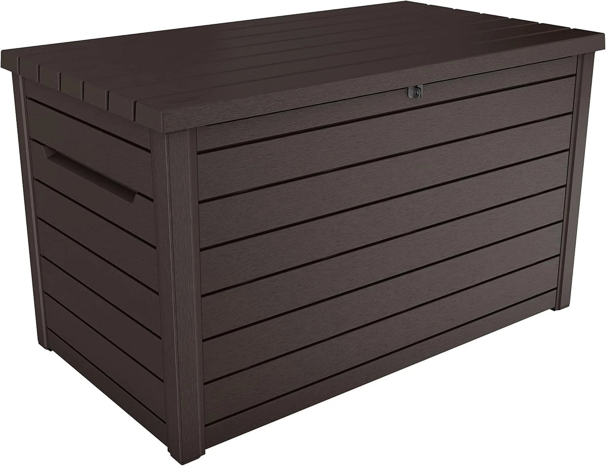 Keter Ontario - Baú de armazenamento externo, Capacidade 870L, Resina, Cor Marrom, Organização de jardim e terraço, 147 x 83 x 86 cm