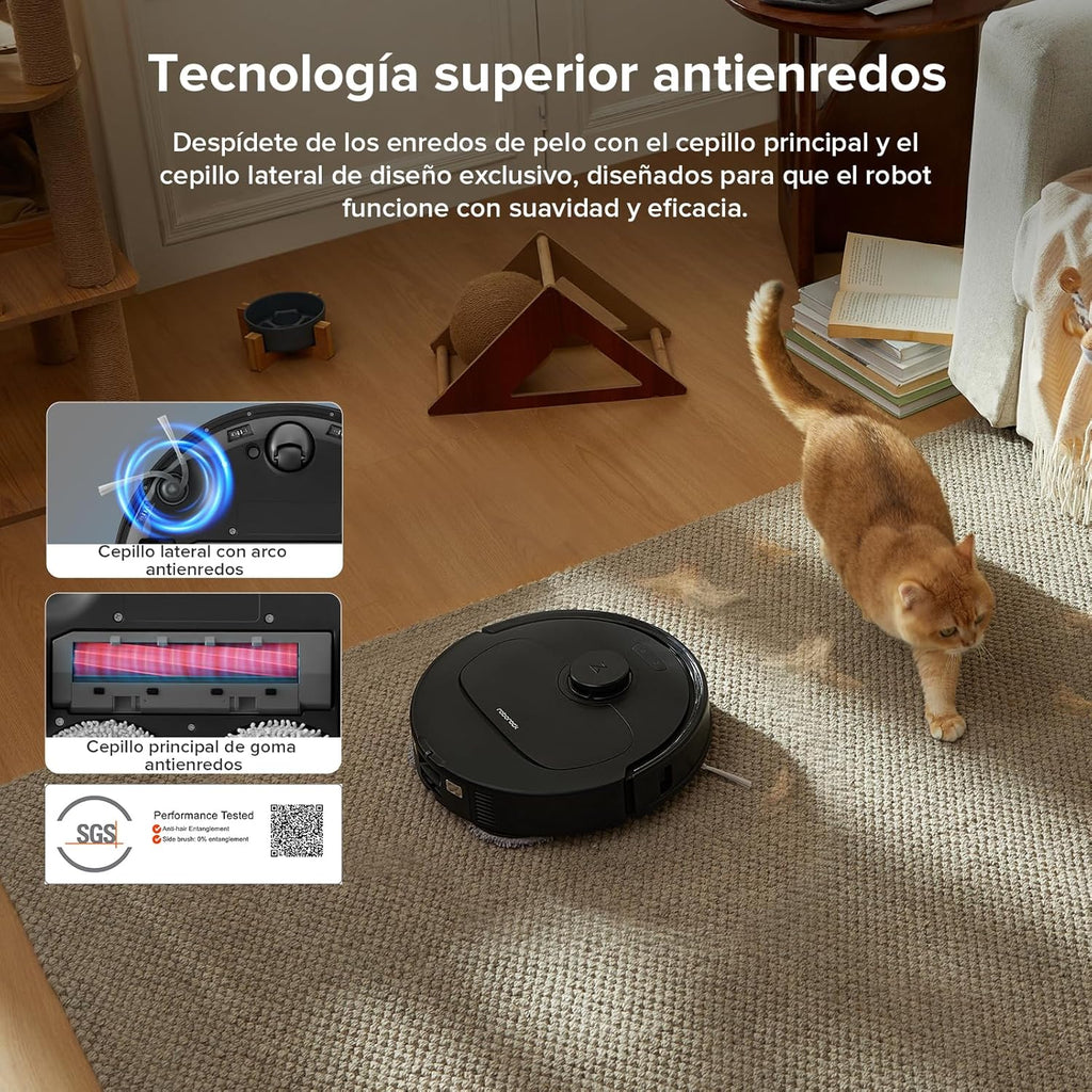 roborock Robô Aspirador Q Revo Master, 8000Pa de Sucção, Duas Esfregonas Giratórias e Eleváveis, Escovas Anti-emaranhamento, Tecnologia Reativa para Evitar Obstáculos, Navegação e Mapeamento, Preto