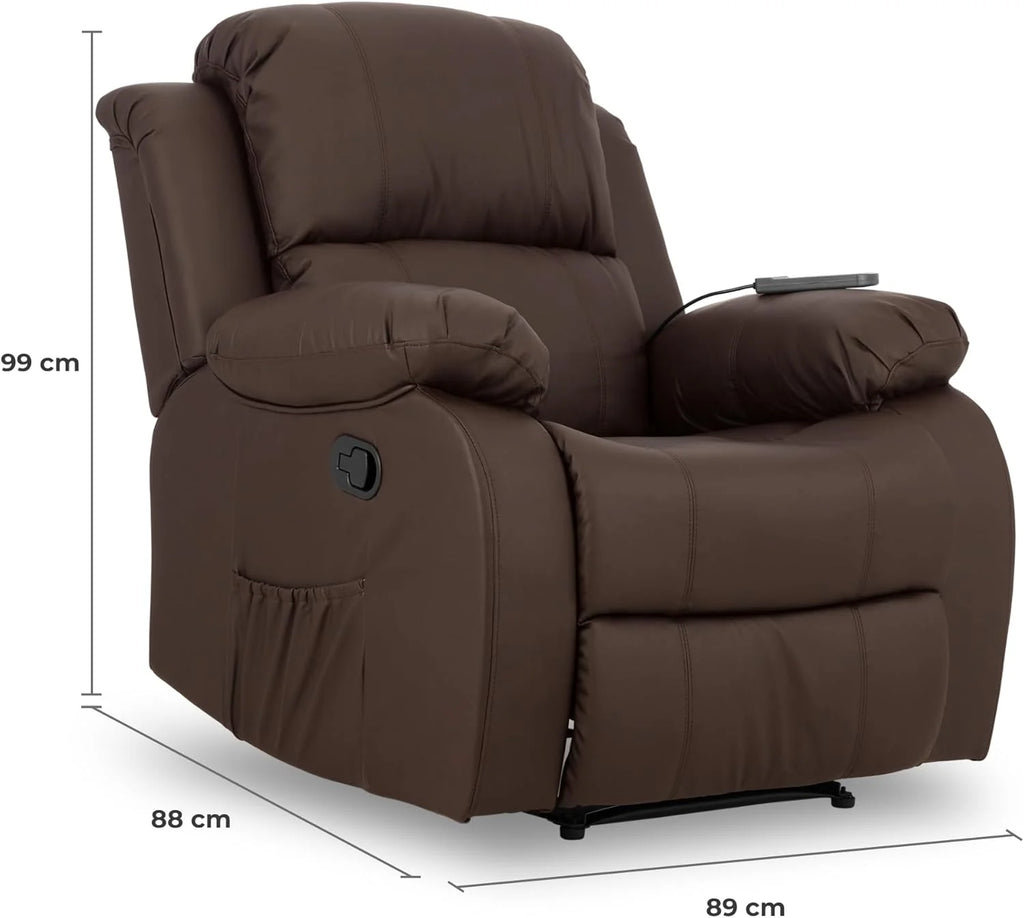 Don Descanso - Poltrona de Massagem Relaxante com Aquecimento Trevi Preta Reclinável 160º com 8 Motores Silenciosos, Aquecimento Lombar, Sistema de Massagem em 4 Zonas e Acabamento em PU Anti-Rachaduras [Inclui Controle Remoto]. Ideal para Idosos
