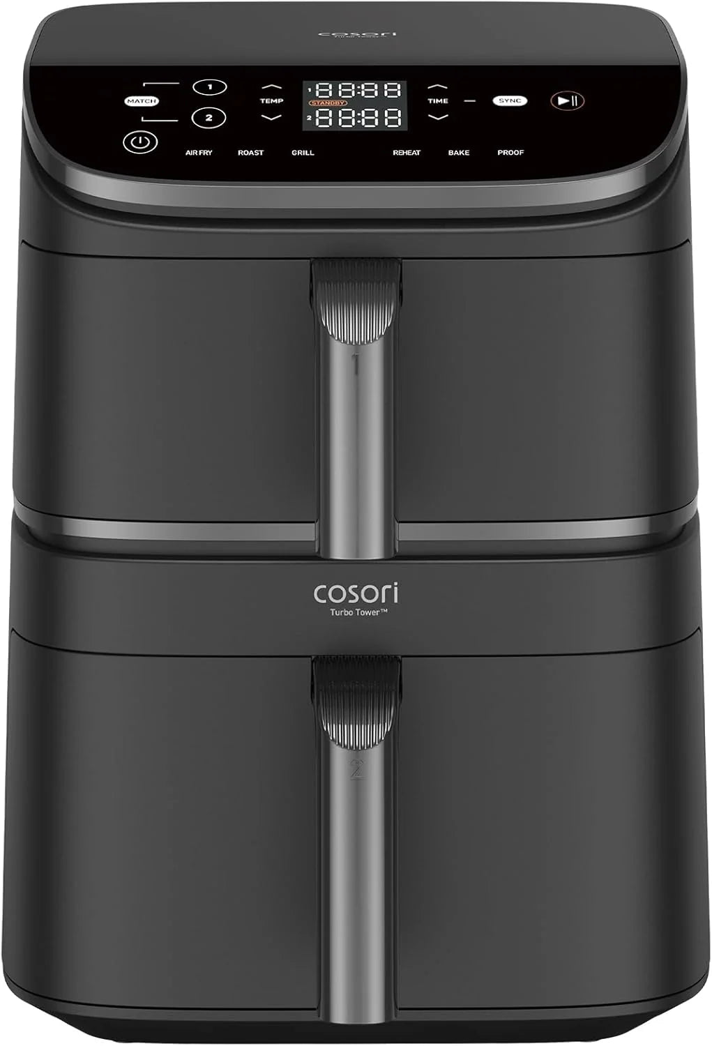 Cosori Turbo Tower Fritadeira de Ar 10,8L com Cestas Verticais, Cozedura em 3 Níveis que Poupa Espaço, 2630 W, 6 funções, 2 Motores DC, Mais de 50 Receitas Completas Online