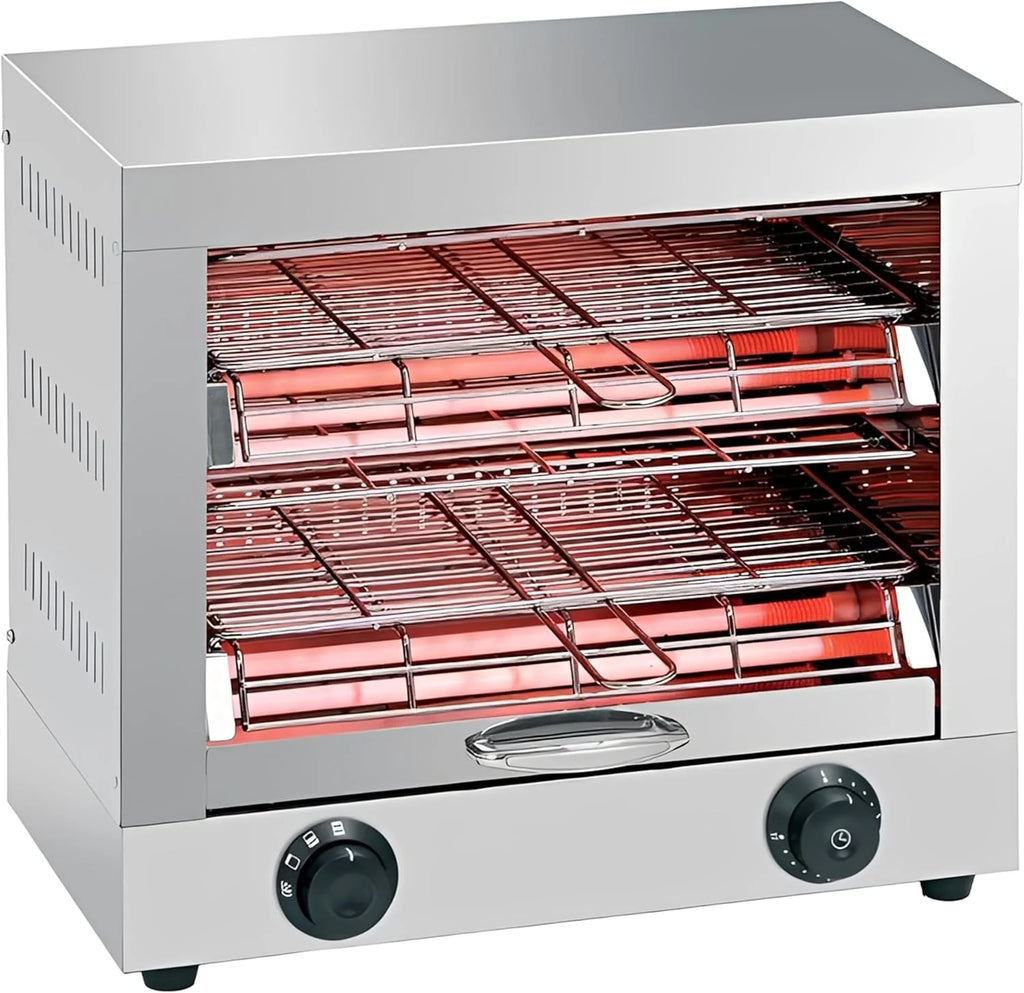 MBH - Torradeira industrial elétrica 2 andares INOX para HOTELARIA. Forno torradeira de pão profissional para bar e restaurante.
