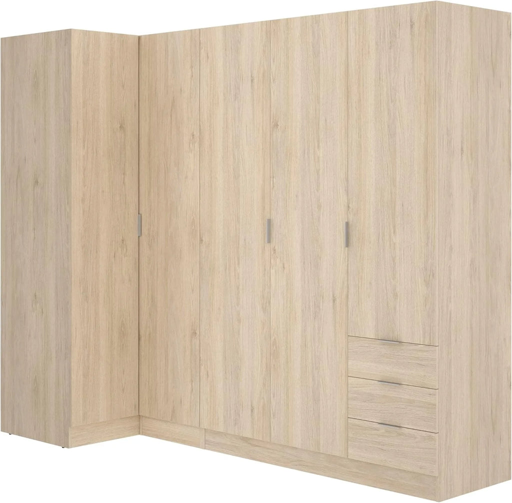 DEKIT GRUPO RIMOBEL Essen Armário de Canto com Gavetas - Carvalho Natural - 184 cm (Altura) x 91 cm (Largura) x 214 cm (Profundidade)