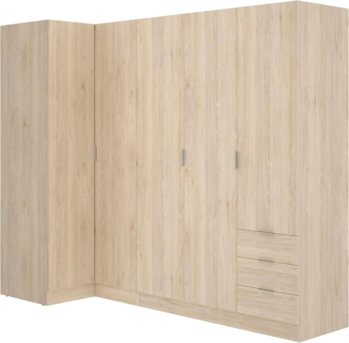 DEKIT GRUPO RIMOBEL Essen Armário de Canto com Gavetas - Carvalho Natural - 184 cm (Altura) x 91 cm (Largura) x 214 cm (Profundidade)