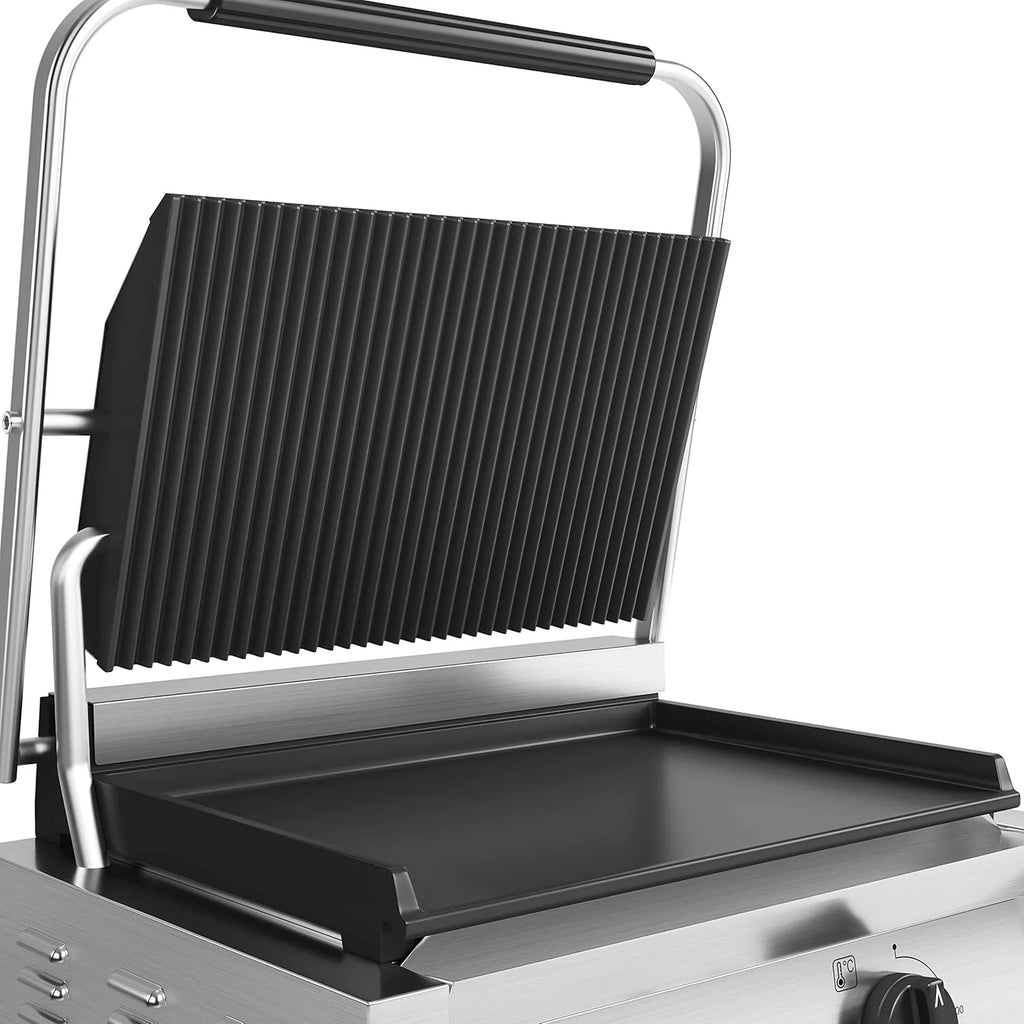 METRO Chapa com Grelhador de Paninis Profissional GPG1202, aço inoxidável, 43 x 36 x 20 cm, temperatura até 300°C, 45 paninis a cada 60 minutos, prata