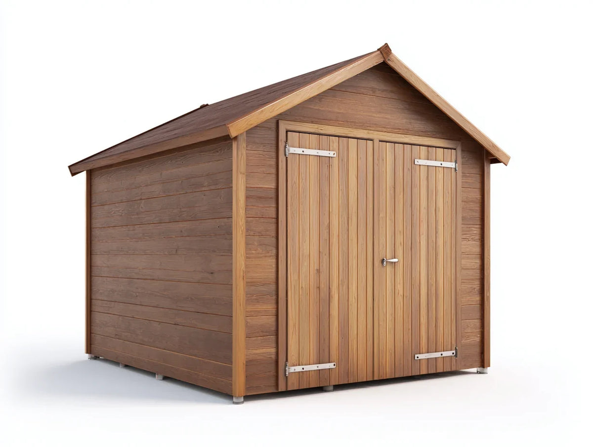 Abrigo de jardim de madeira maciça 220x200x210 cm - madeira natural - galpão de armazenamento exterior com design clássico