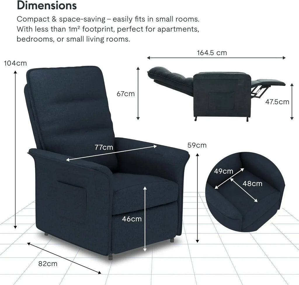 FLEXISPOT Poltrona Reclinável Elétrica com Encosto Ajustável, Reclinável de 105° a 155°, Poltrona Ergonômica para Quarto, Sala e Home Theater (Cinza Escuro)