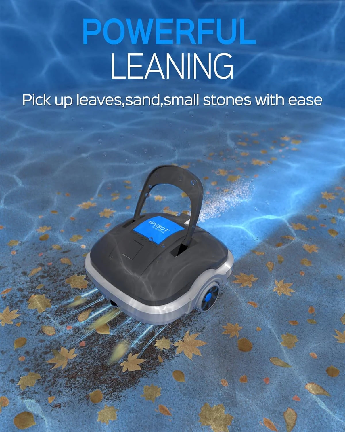 Robô Aspirador de Piscina Elétrico Sem Fio para Piscinas de Até 80m², 100 Minutos, Dupla Filtragem e Estacionamento Automático, Robô Aspirador de Piscina com Motores de Dupla Tração