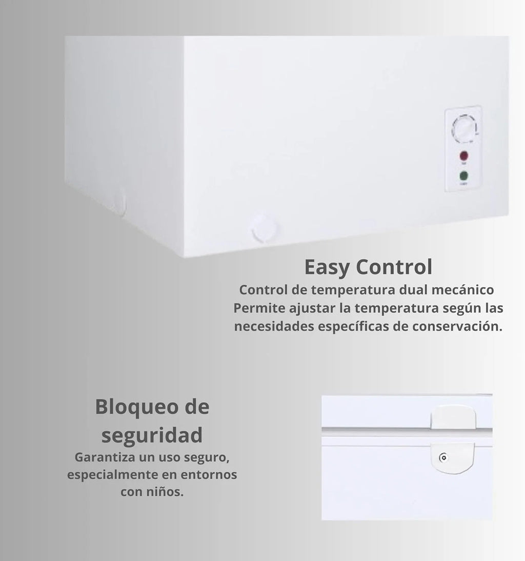 VOK Freezer Horizontal 194 L Largura 81,8 cm - Função Dupla, Congelamento Rápido, Luz LED, Trava de Segurança, Autonomia de 23 h, Branco