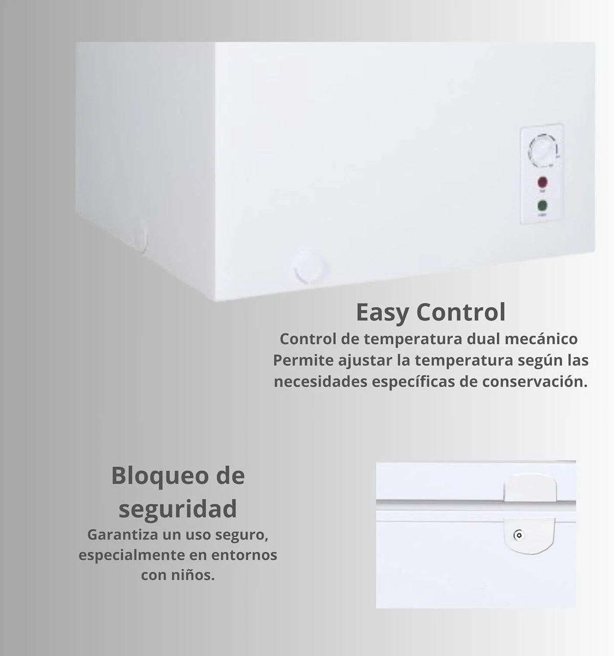 VOK Freezer Horizontal 194 L Largura 81,8 cm - Função Dupla, Congelamento Rápido, Luz LED, Trava de Segurança, Autonomia de 23 h, Branco