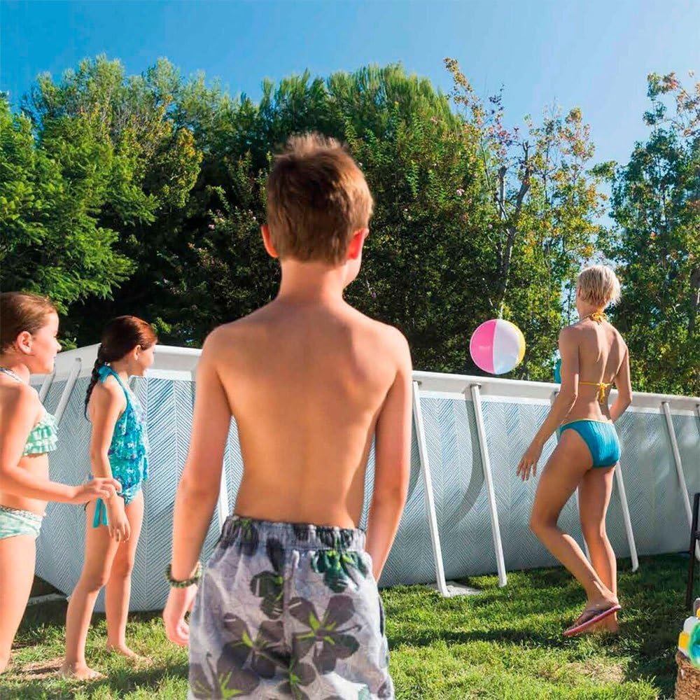 Piscina Retangular Intex Chevron Prism Frame Premium, Medidas 400x200x100cm, Capacidade 6.836 litros, Material Resistente de Camada Tripla, Inclui: filtro e Escada (55259)