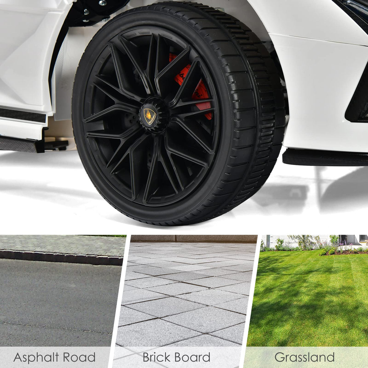 Lamborghini Elétrico Licenciado com Suspensão e Bluetooth