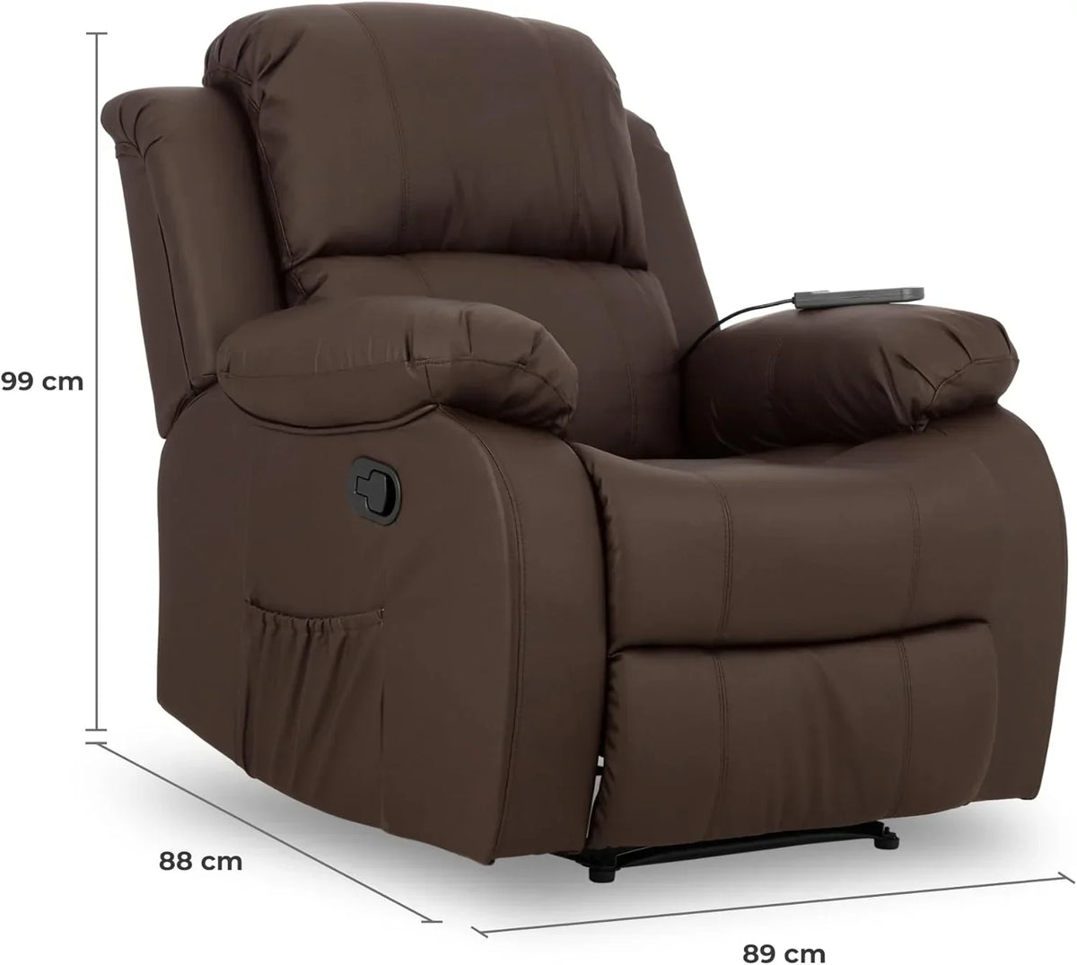 Don Descanso - Poltrona de Massagem Relaxante com Aquecimento Trevi Preta Reclinável 160º com 8 Motores Silenciosos, Aquecimento Lombar, Sist. Massagem 4 Zonas e Acabamento em PU Anti-Rachaduras [Inclui Controle Remoto]. Ideal para Idosos