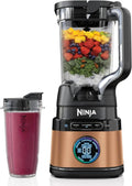 Ninja Liquidificador 2 em 1 Detect Power Pro e Jarra Única, 1200 W, jarra de 2 L (máx. 900 ml), 1 copo de 680 ml, smoothies, picar legumes e misturar bebidas congeladas, Preto e cobre, TB301EUCP