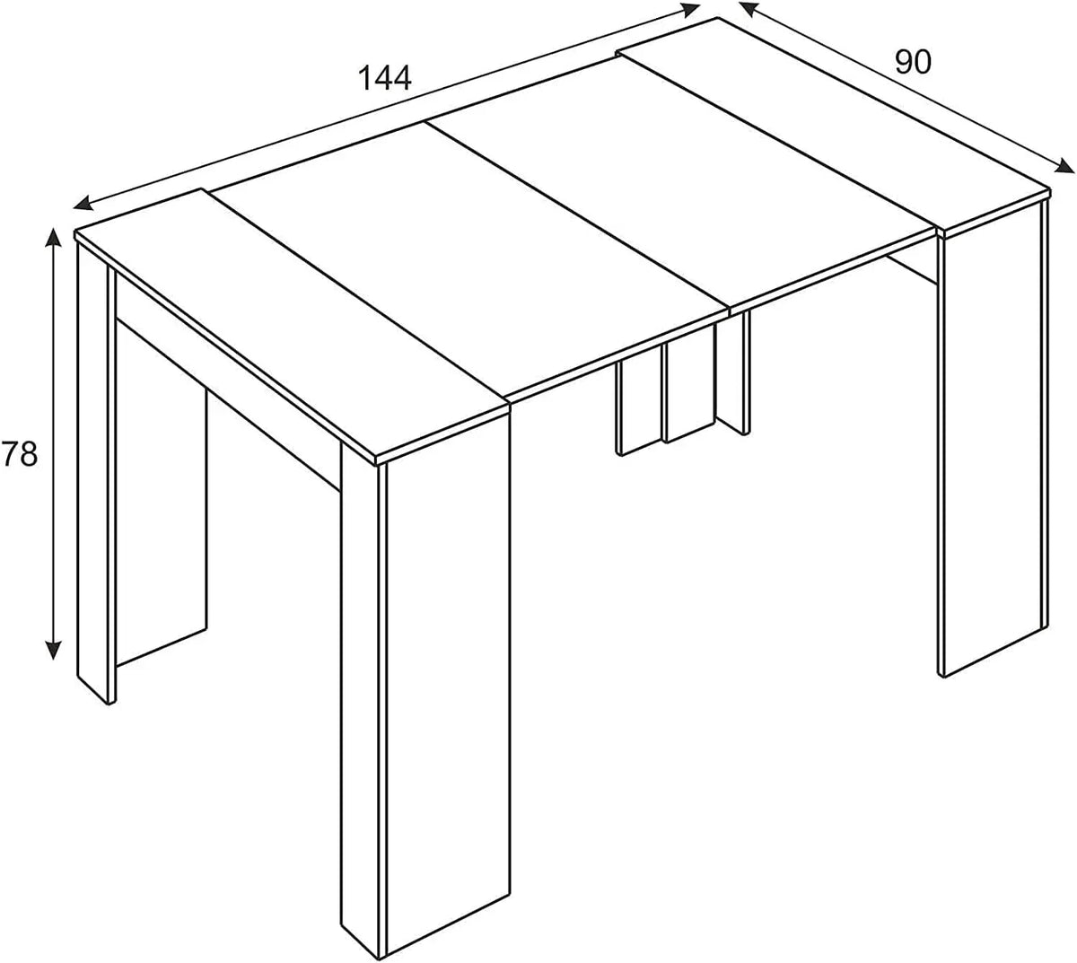 Mobelcenter - Mesa de Jantar Consola Extensível, Mesa para Sala de Estar, Hall ou Cozinha, Mesa Fole Extensível, Cor Cimento (1127)
