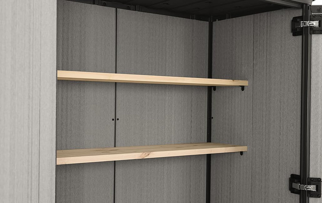 Keter High Store Plus - Galpão de Jardim Externo, 1400L, Cor Cinza, Tecnologia Duotech Paredes Adequadas para Pintura, 170.4 x 140 x 73.6 cm