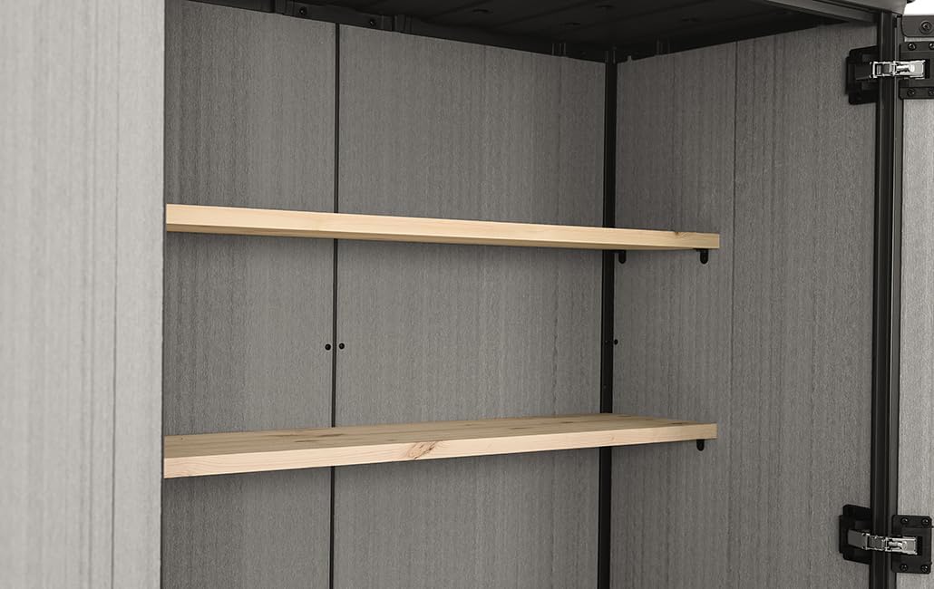 Keter High Store Plus - Galpão de Jardim Externo, 1400L, Cor Cinza, Tecnologia Duotech Paredes Adequadas para Pintura, 170.4 x 140 x 73.6 cm