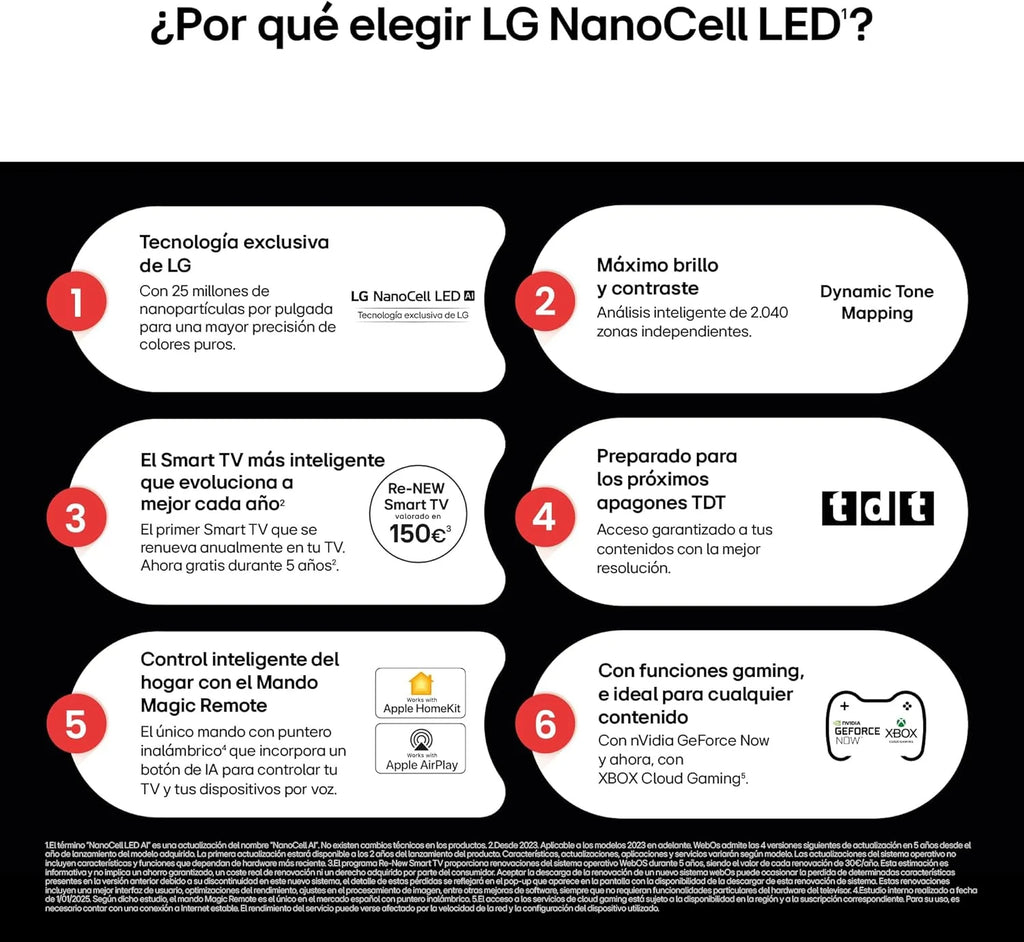 43NANO80A6B - TV 43", 4K NanoCell, Smart TV, LED IA, webOS 25, Processador Potente e Inteligente, Super Upscaling, Dolby Digital Plus, Alexa/Google Assistant, Preto