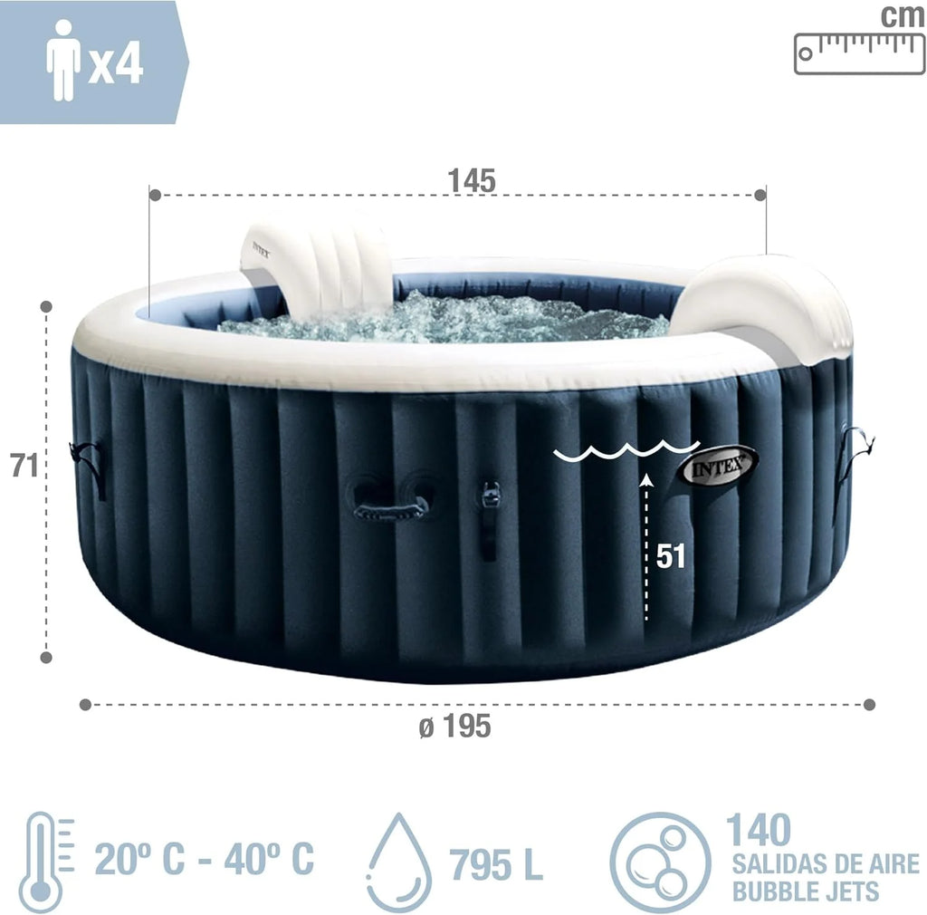 Intex SPA Inflável 4 Pessoas Bubble Massage Azul Marinho (55084)