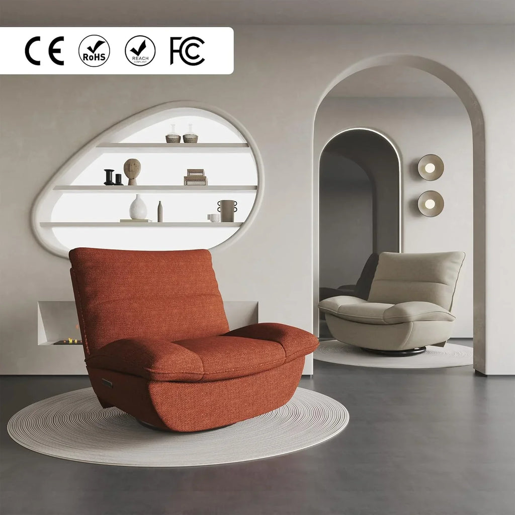 FLEXISPOT XC6 Poltrona Relax, Sofá Giratório com Função Balanço, Poltrona de TV com Encosto Ajustável, Poltrona Reclinável para Quarto, Sala de Estar e Home Theater (Beige)