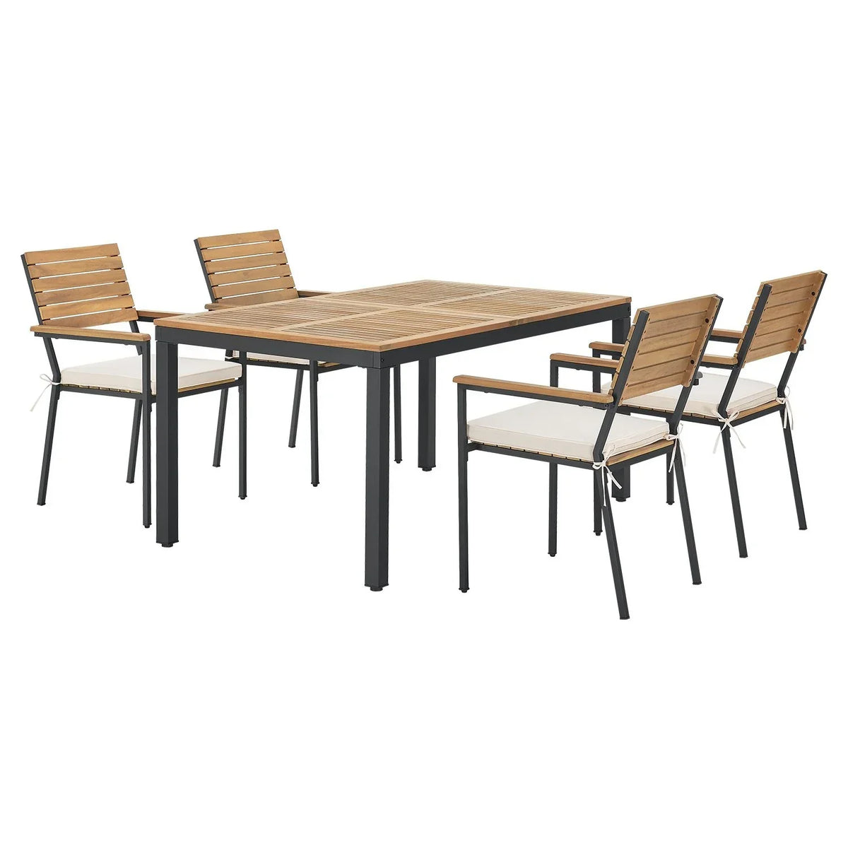 2025 Conjunto de jardim de madeira de acácia Rhodos – Elegância natural e conforto para 4 pessoas