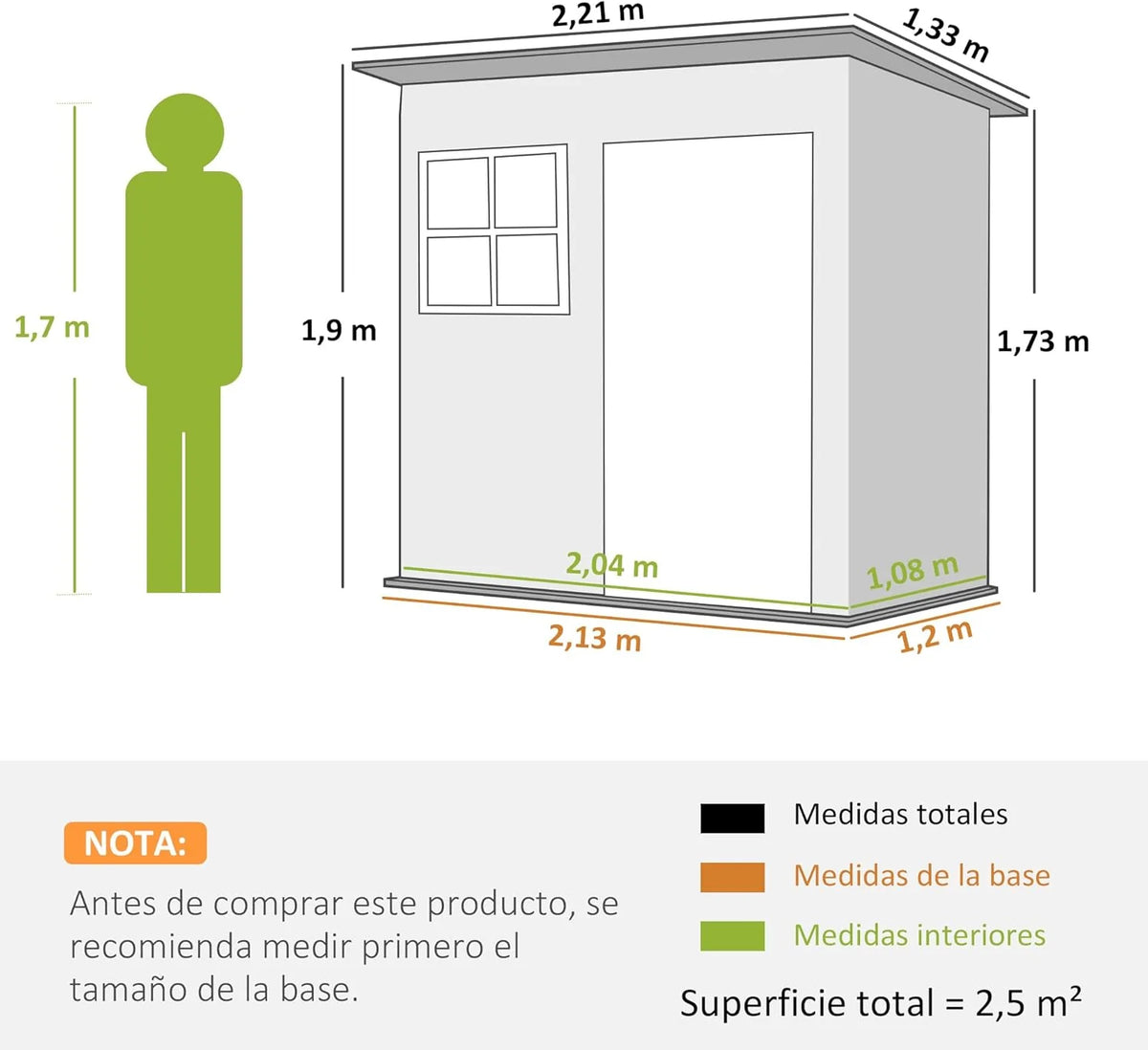 Outsunny Galpão de Armazenamento para Jardim Exterior, 2,55 m² 221x133x190 cm, Abrigo Metálico para Ferramentas com Janela, Porta com Fechadura e Ventilação, Cinza Escuro