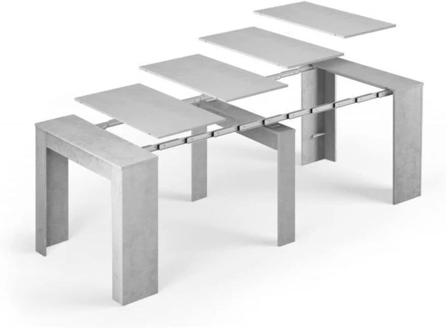 Mobelcenter - Mesa de Jantar Consola Extensível, Mesa para Sala de Estar, Hall de Entrada ou Cozinha, Mesa Sanfona Extensível, Cor Cimento (1127)