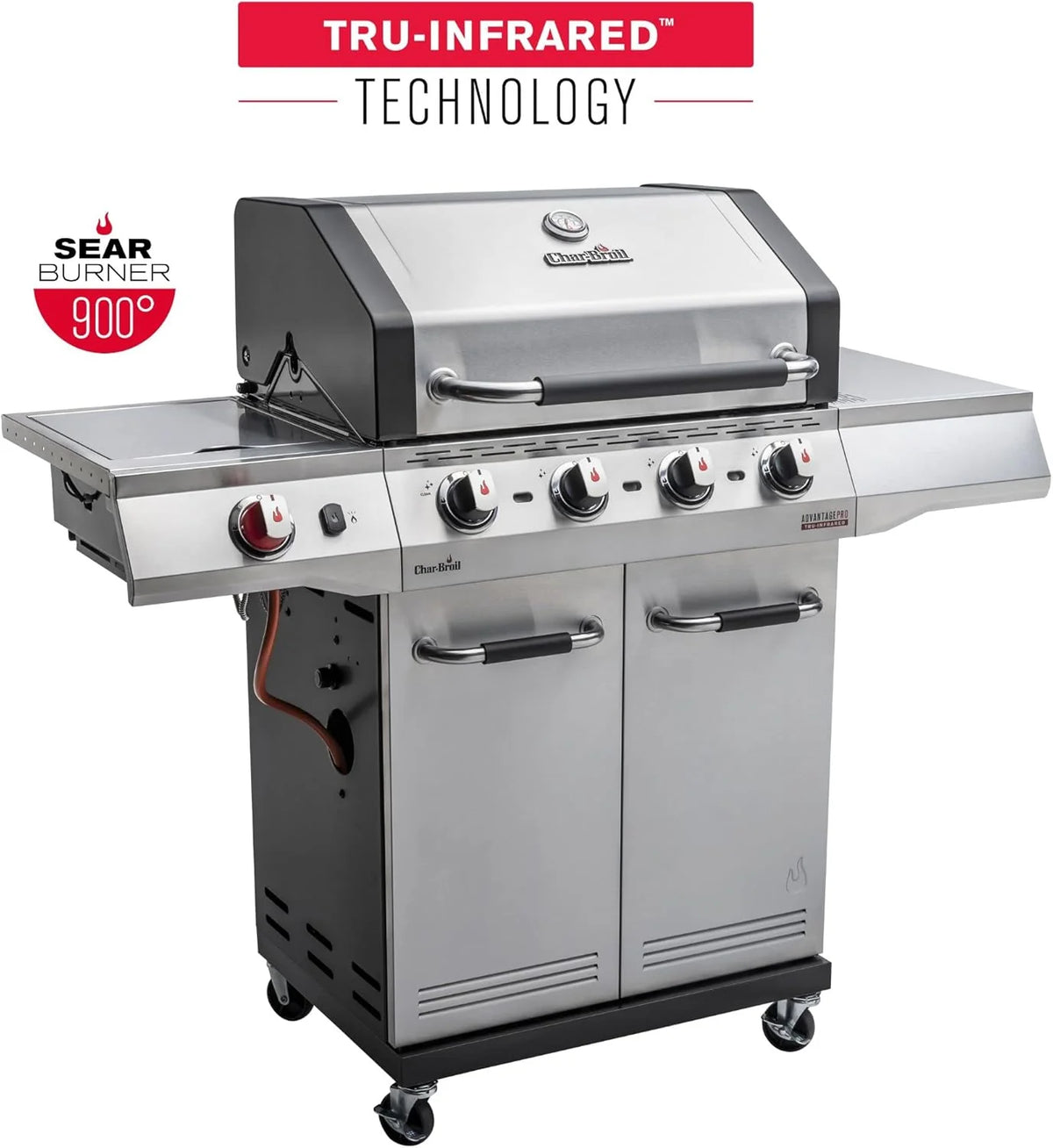 Char-Broil Churrasqueira a Gás Advantage PRO S 4 - Churrasqueira a gás com 4 queimadores e Tecnologia TRU-Infrared, queimador de alta potência de 900 °C, grelhas de ferro fundido