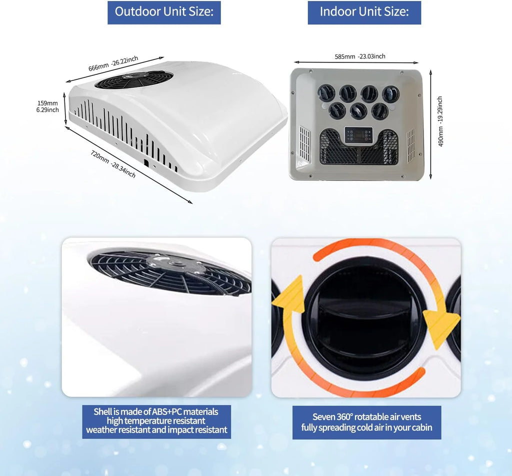 Ar Condicionado RV 8800BTU CC 12V para Caminhões e Motorhomes