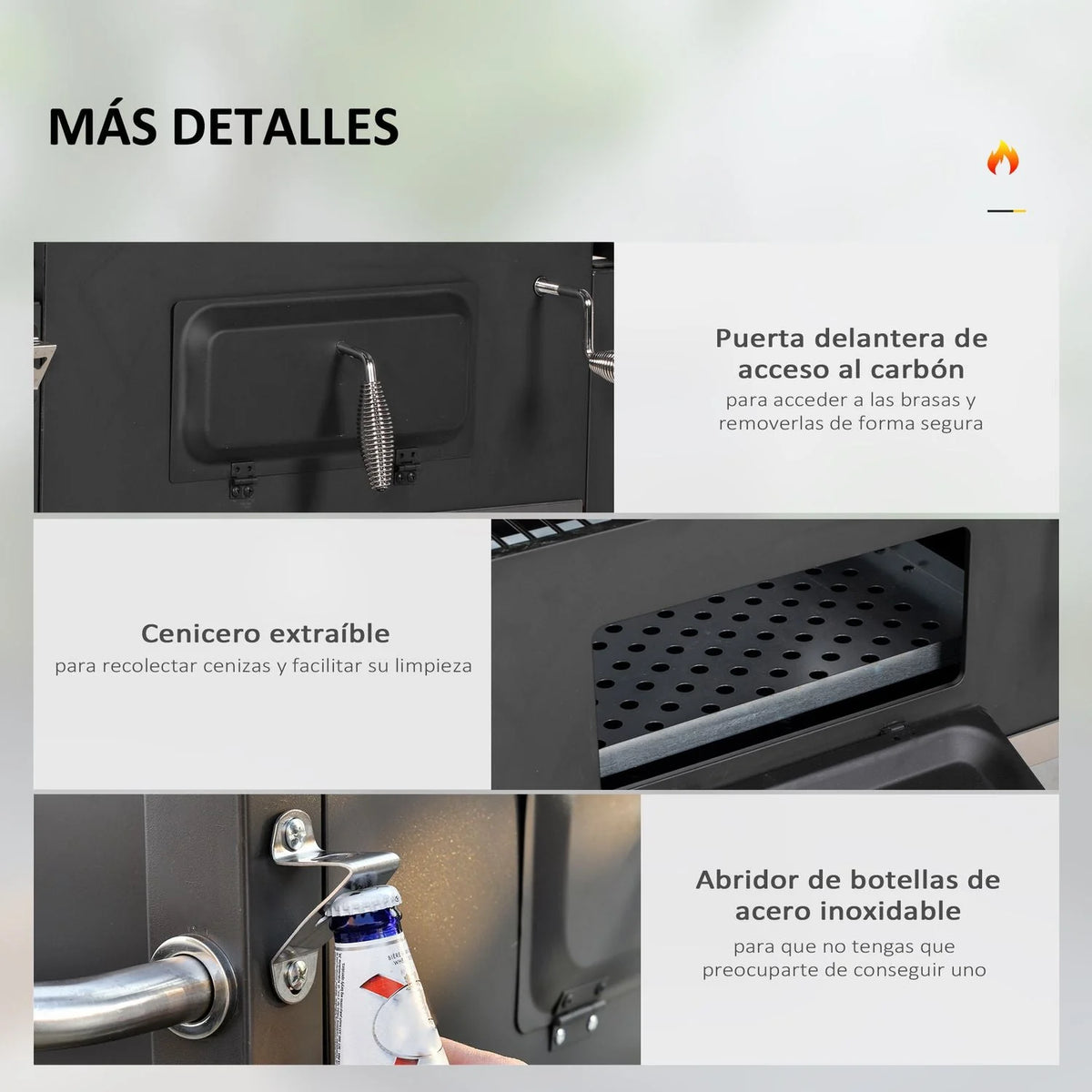 Churrasqueira a Carvão Outsunny Aço Inoxidável 113x65x108 Cm Preto