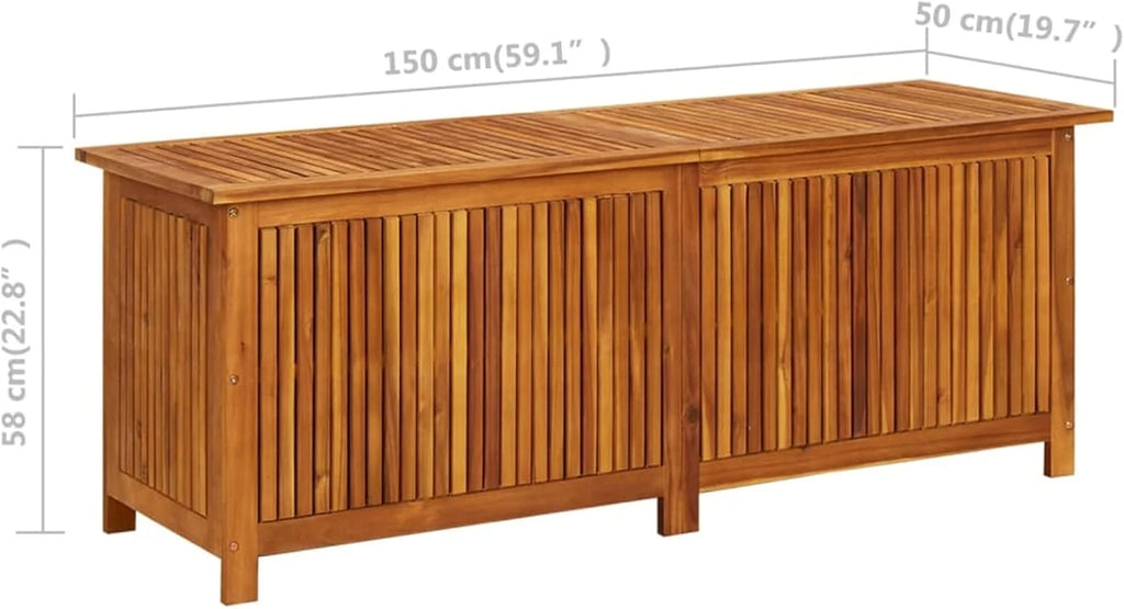 ARKEM Caixa de Armazenamento para Jardim Madeira Maciça Acácia 150x50x58 cm Móvel de Exterior Armário de Jardim Exterior Banco Arca para Jardim Exterior