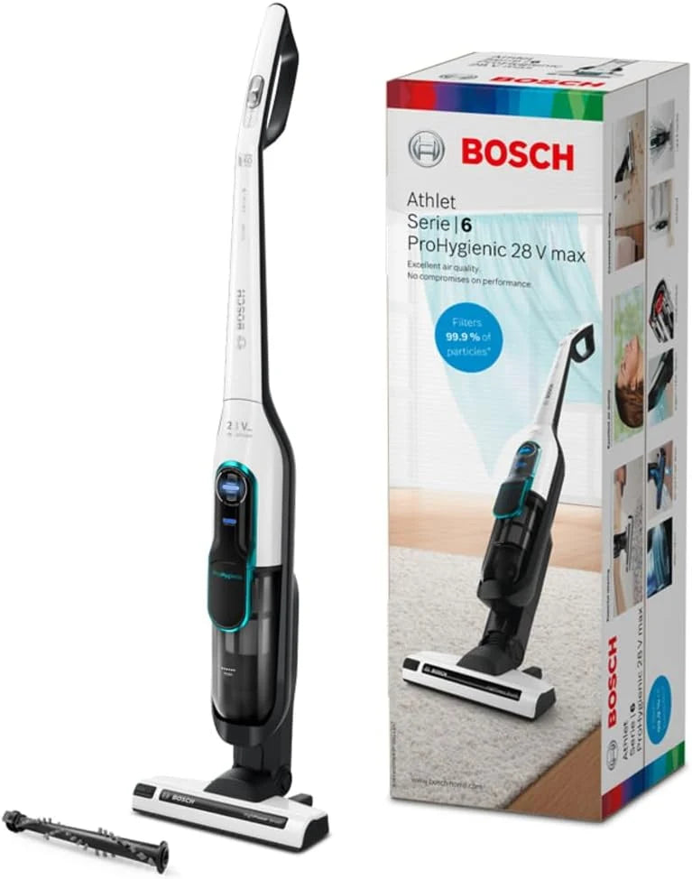 Bosch - Aspirador de Pó sem Fio Athlet ProHygienic, Série 6, até 60 minutos de autonomia, branco, BCH86HYG2
