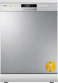 Lava-louças COMFEE CDWPF1201PS, instalação gratuita, 60 cm, 12 serviços, início retardado, função meia carga, lavagem higiênica a 72 °C, cestos flexíveis, aço inoxidável, 47 dB, controle por botão