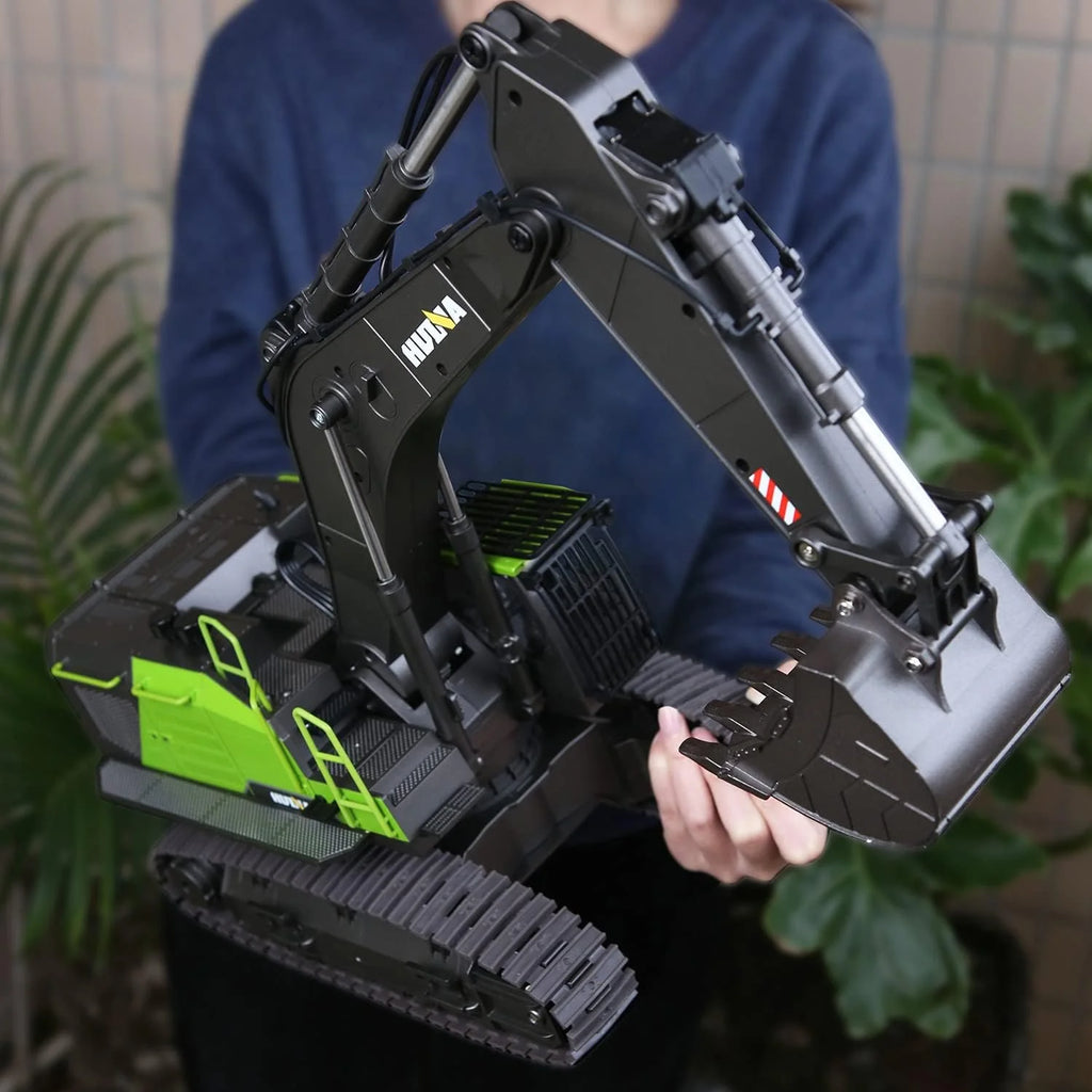 Escavadeira Brinquedo Grande 1:14, Escavadeira de Brinquedo 22 Canais com Funções Completas, Escavadeira de Controle Remoto RC +2 Baterias+3 Acessórios, Brinquedo de Pá RC, Brinquedo de Guindaste para Crianças de 4 6 8 10 14+ Anos
